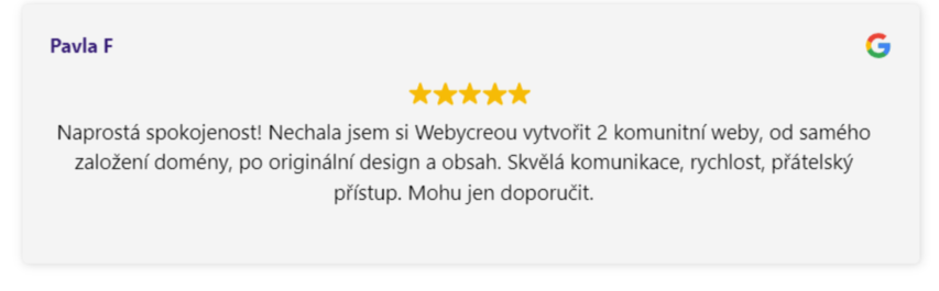 hodnocení Webycrea - webové stránky a tvorba webu